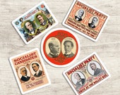 Socialist Campaign Posters Sticker Set | 5 Vinyl Stickers | US Presidential Edwardian Socialism | Eugene V Debs, Small Gift