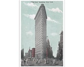 NYC Poster: Retro Flatiron Building 1902 Halftone Vintage Reproduction | Flat Iron, New York City | Architecture Travel Postcard Art Print