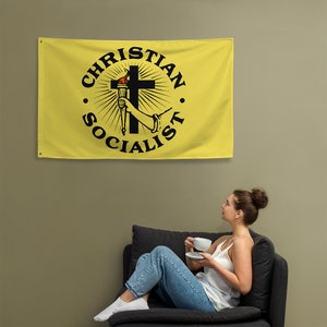 Christian Socialist Flag, 3x5 Foot Religious Leftist, Anti-Capitalist, Socialism Pro-Labor, Pro-Worker image 3