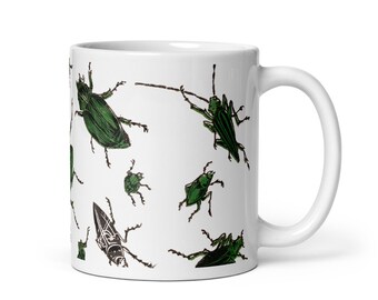 Insect Mug, American Insects, Beetles | Victorian Entomology Mug, Beetle Mug, Insect Gift, Ceramic Mug