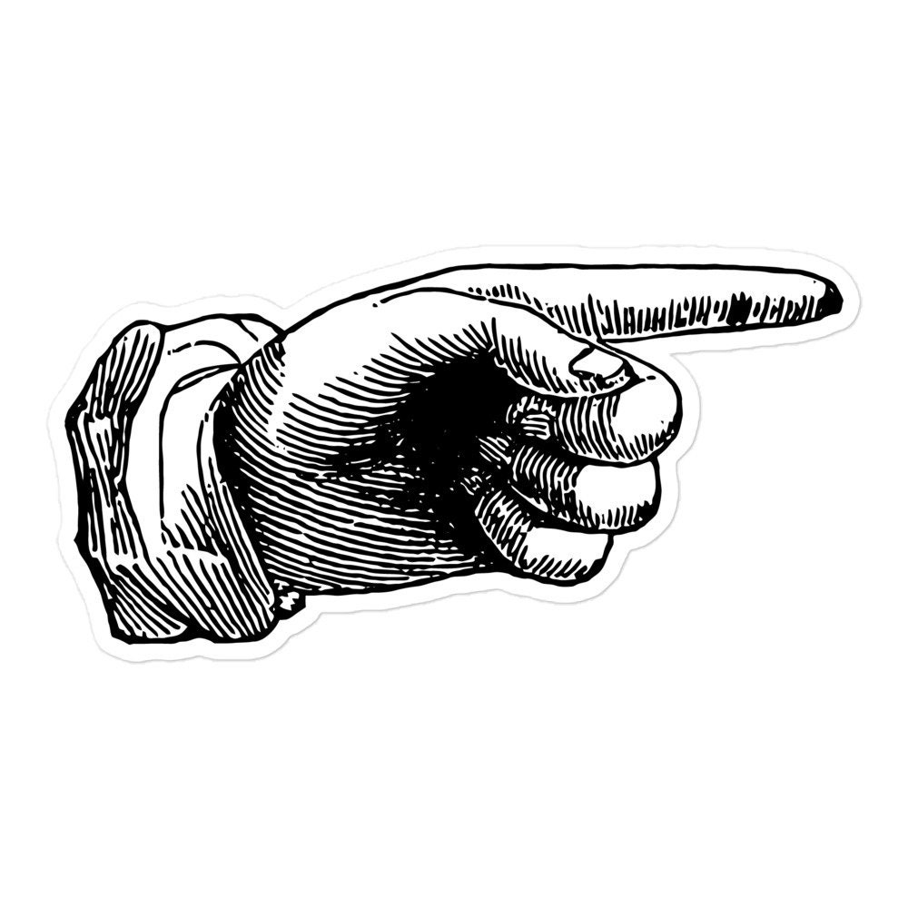 Victorian Pointing Finger #2 Large Vinyl Sticker: Retro Antique Style ...