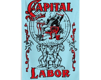 Workers Flag: Capital and Labor | 5 x 3 foot Flag Communist Socialist Leftist Retro Anti-Capitalist Pro-Worker Pro-Labor