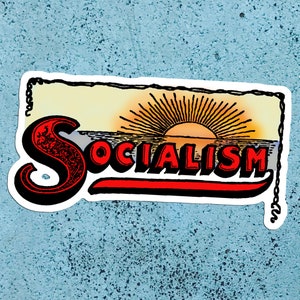 Socialism Sunrise Large Vinyl Sticker | Edwardian Socialism | Retro Socialist for Laptop Water Bottle Etc, Small Gift