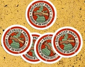 Set Socialist Party Kiss-Cut Stickers | Workers of the World Unite! | 5 Vinyl Stickers | Retro Socialism, Small Gift