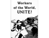 Worker Smashing the Chains of Oppression Small Print, 4x6" Postcard Workers of the World Unite! Retro Socialist Flat Card Communist Leftist