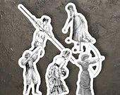 Ladies Sport Sticker Set, 5 Vinyl Victorian Women's Sports Stickers Archery Croquet Pole Vault Hunting Bowling Feminist, Small Gift