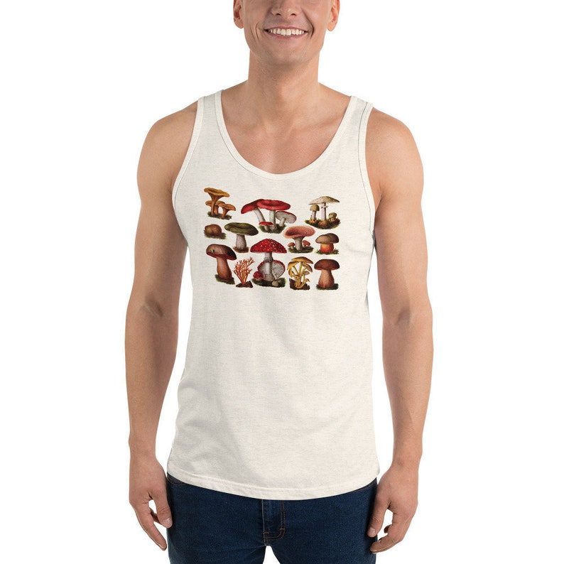 Mushroom Tank: Poisonous Fungi & Mushrooms Edwardian Botanical Illustration Unisex Tank Top, Fungus, Mushroom, Retro Mushroom Gift image 1