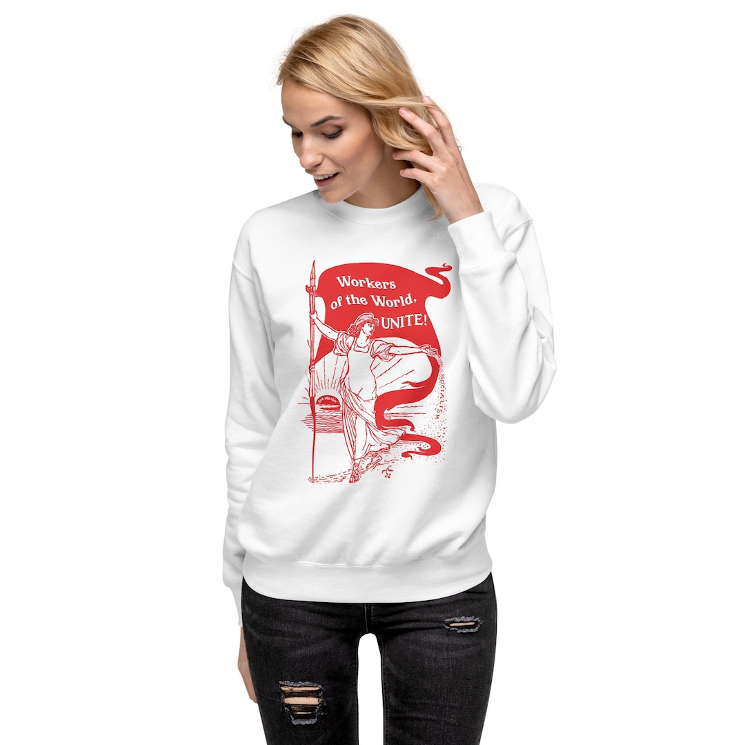 Leftist Fleece Sweatshirt: Workers of the World, Unite! | Unisex Walter ...