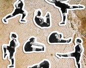 Retro Limber Ladies #2 Sticker Set | 8 Vinyl Workout Women Stickers | Exercise, Gym, Health, Fitness Stretch, Small Gift