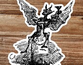 Bottle Imp Sticker | Georgian Gin Demon | Retro Alcohol, Drinking Vinyl Decal for Laptop Water Bottle Etc, Small Gift