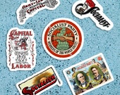 Socialist Sticker Variety Set | Workers of the World Unite! 6 Vinyl Stickers | Retro Socialism Capital & Labor, Small Gift