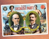 Socialist Party Kiss-Cut Large Sticker | Eugene V. Debs, Ben Hanford | Retro Socialism, Small Gift