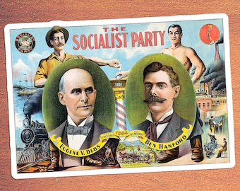 Socialist Party Kiss-Cut Large Sticker | Eugene V. Debs, Ben Hanford | Retro Socialism, Small Gift