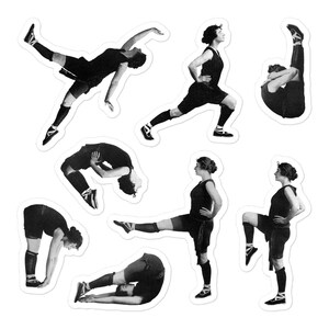 Retro Limber Ladies 2 Sticker Set 8 Vinyl Workout Women Stickers Exercise, Gym, Health, Fitness Stretch, Small Gift image 3