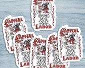 Set Capital and Labor Stickers | 6 Vinyl Stickers | Edwardian Communist, Socialist | Retro Socialism, Small Gift