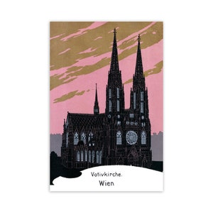 Autriche Affiche : Église votive, Vienne | vintage Reproduction Votivkirche édouardienne Wien Religieux Architecture néo-gothique Carte postale Art Print