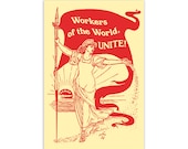 Leftist Poster: Workers of the World, Unite! Retro Walter Crane Style Socialism | Edwardian Socialist, Pro-Labor Art Print Unframed