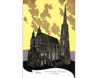 Austria Poster: St Stephan Parish Church, Vienna Vintage Reproduction Pfarrkirche St Stefan Religious Gothic Architecture Postcard Art Print