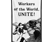 Workers Flag: Worker Smashing the Chains of Oppression | Workers of the World Unite! 56x34.5 inch Retro Socialist Communist Leftist