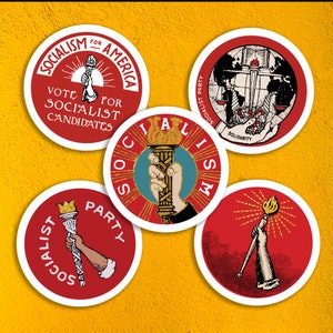 Set di adesivi per torcia socialista / Partito del socialismo retrò, Solidarietà, Socialismo per l'America, adesivi in vinile di sinistra, piccolo regalo