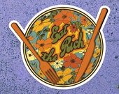 Eat the Rich Kiss-Cut Large Sticker | Retro 1970s Style, Leftist Socialist Communist Anti-Capitalist Pro-Worker 70s Floral Small Gift