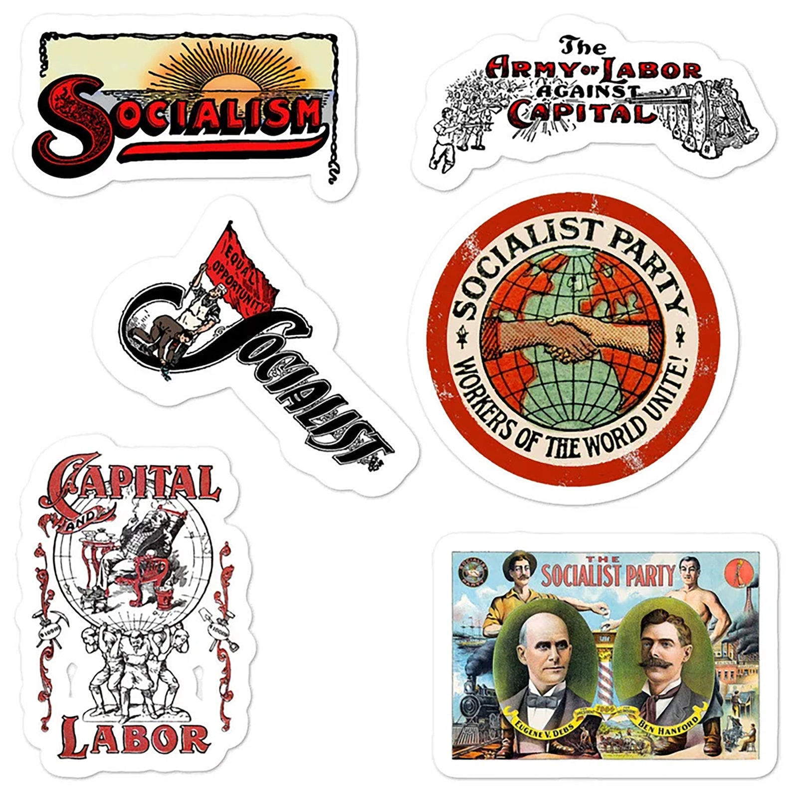 Revolutionary Sticker Socialist Sticker Variety Set | Workers of the World Unite! 6 Vinyl ...