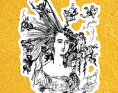 Edwardian "Arranging the Hair" Sticker | Hairdresser Gift, Stylist Gift, Salon, Beauty, Devils, Angels, Small Gift