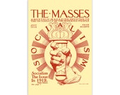 Socialist Poster: Hand with Torch Retro Masses 1912 Magazine Cover Art | Leftist Anti-Capitalist Art Print Unframed