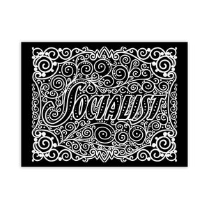 Socialist Poster: Art Nouveau Style Socialism, Black and White  | Retro Socialist Gift Socialism Leftist Anti-Capitalist Wall Art Unframed