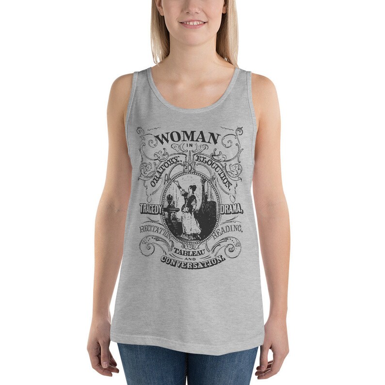 Feminist Tank: Woman in Oratory, Elocution, Tragedy, Drama, Recitation, Reading, Tableau & Conversation, Ornate Victorian Womanhood Gift Athletic Heather