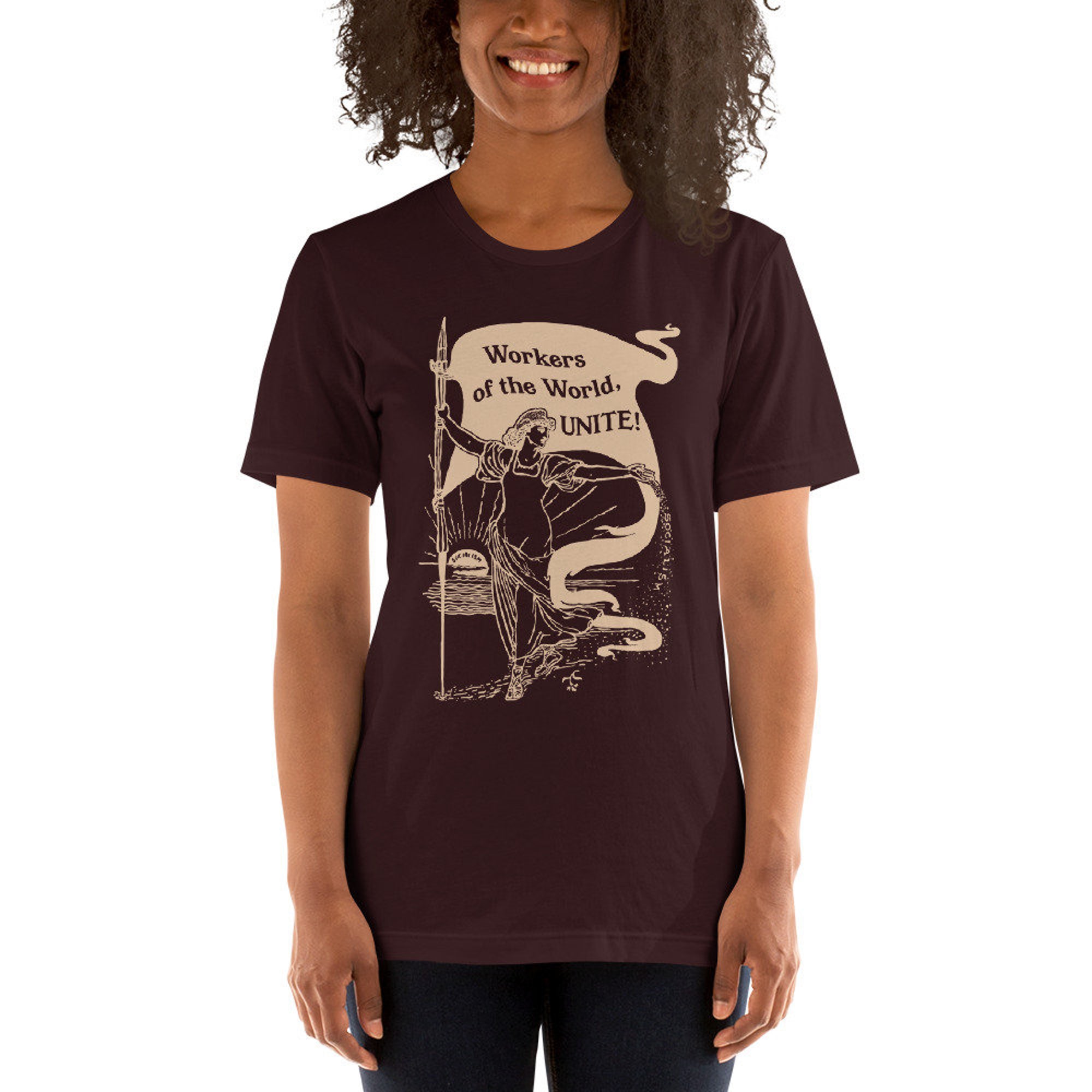 Discover Leftist T-Shirt: Workers of the World, Unite! | Unisex Retro Socialism, Walter Crane Style