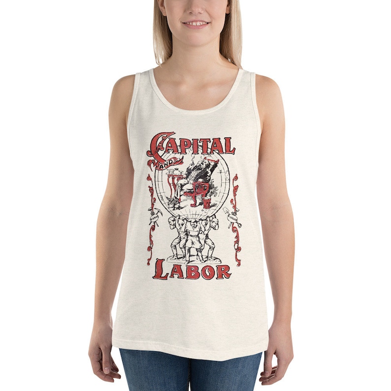 Workers Tank: Capital and Labor Unisex Socialism Leftist Shirt, Retro Communist, Socialist, Communism, Anti-Capitalist, pro-Union Gift image 2