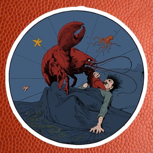 Lobster Revenge Sticker / Decalcomania in vinile vegetariano surreale vittoriano, Vegano, Diritti degli animali, Piccolo regalo