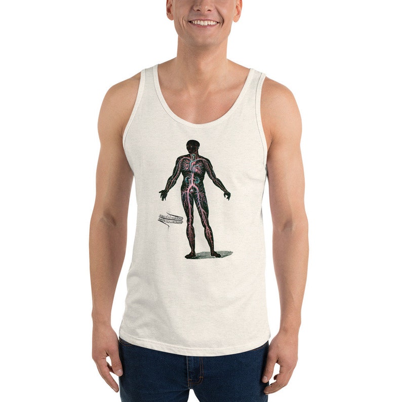 Anatomical Tank, Circulation Anatomy Unisex Tank Top, Medical Gift, Blood, Science, Physiology, Cardiovascular, Doctor Gift Oatmeal Triblend