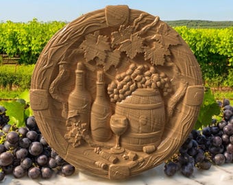 Wine - Plaque - Sign -  - Wall Decor  - CNC Carving - STL - Download - 2025