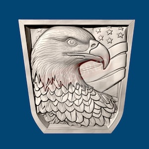 STL Router Files - Bald Eagle - 3D CNC Router - USA Flag - Sign - Wall Decor - 3D cnc Wood Carving - Aspire Animal cnc 3d files - wildlife
