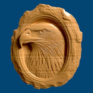 STL Router Files - Bald Eagle- 3D CNC Router - Plaque - Sign - Wall Decor - 3D CNC Wood Carving - Aspire Animal cnc 3d files - wildlife