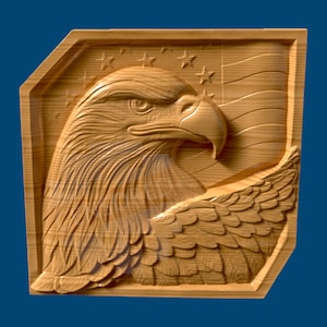 STL Router Files - Bald Eagle - 3D CNC Router - USA Flag - Sign - Wall Decor - 3D cnc Wood Carving - Aspire Animal cnc 3d files - wildlife