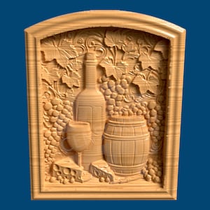 Wine Full 3D STL File for CNC Router, 3D Print, Casting, Wood Carving Engraving 3D Relief - Download - 3D CNC - Router - Framed Wine Art