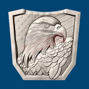 STL Router Files - Bald Eagle - 3D CNC Router - USA Flag - Sign - Wall Decor - 3D cnc Wood Carving - Aspire Animal cnc 3d files - wildlife
