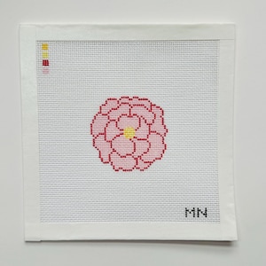Pink Peony Mini Needlepoint Canvas