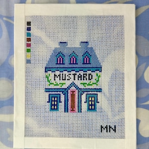 Mustard Shaker Village House Hand Painted Needlepoint Canvas