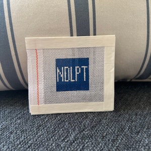 Mini NDLPT Needlepoint Bag Patch / Ornament Canvas 1.5” Square Hand Painted on 18 Count Mesh