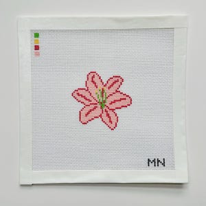 Pink Lily Mini Needlepoint Canvas