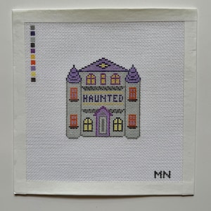 Haunted Village House Hand Painted Needlepoint Canvas