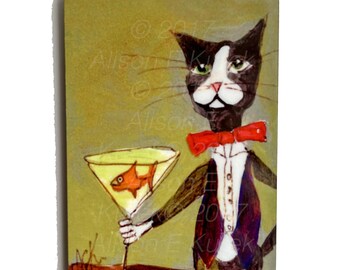 Tuxedo Cat Bartender Magnet - Cat Refrigerator Magnet - Strong Refrigerator Magnet - Cat Gift - Bartender Gift