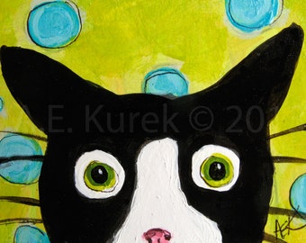 Tuxedo Cat Wall Art - Tuxedo Cat Print - Silent Mylo Tuxedo Cat Seeing Spots - Cat Gift Idea - Tuxedo Cat Wall Decor