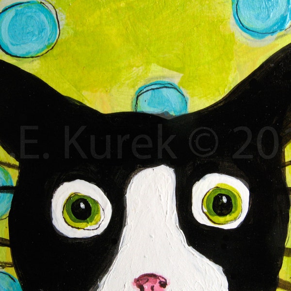 Tuxedo Cat Wall Art - Tuxedo Cat Print - Silent Mylo Tuxedo Cat Seeing Spots - Cat Gift Idea - Tuxedo Cat Wall Decor