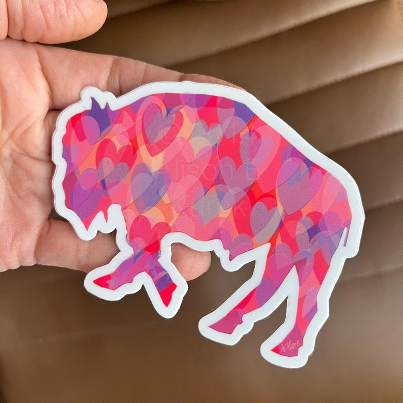 Heart Buffalo Waterproof Vinyl Sticker Buffalo Love Buffalove Gift image 2