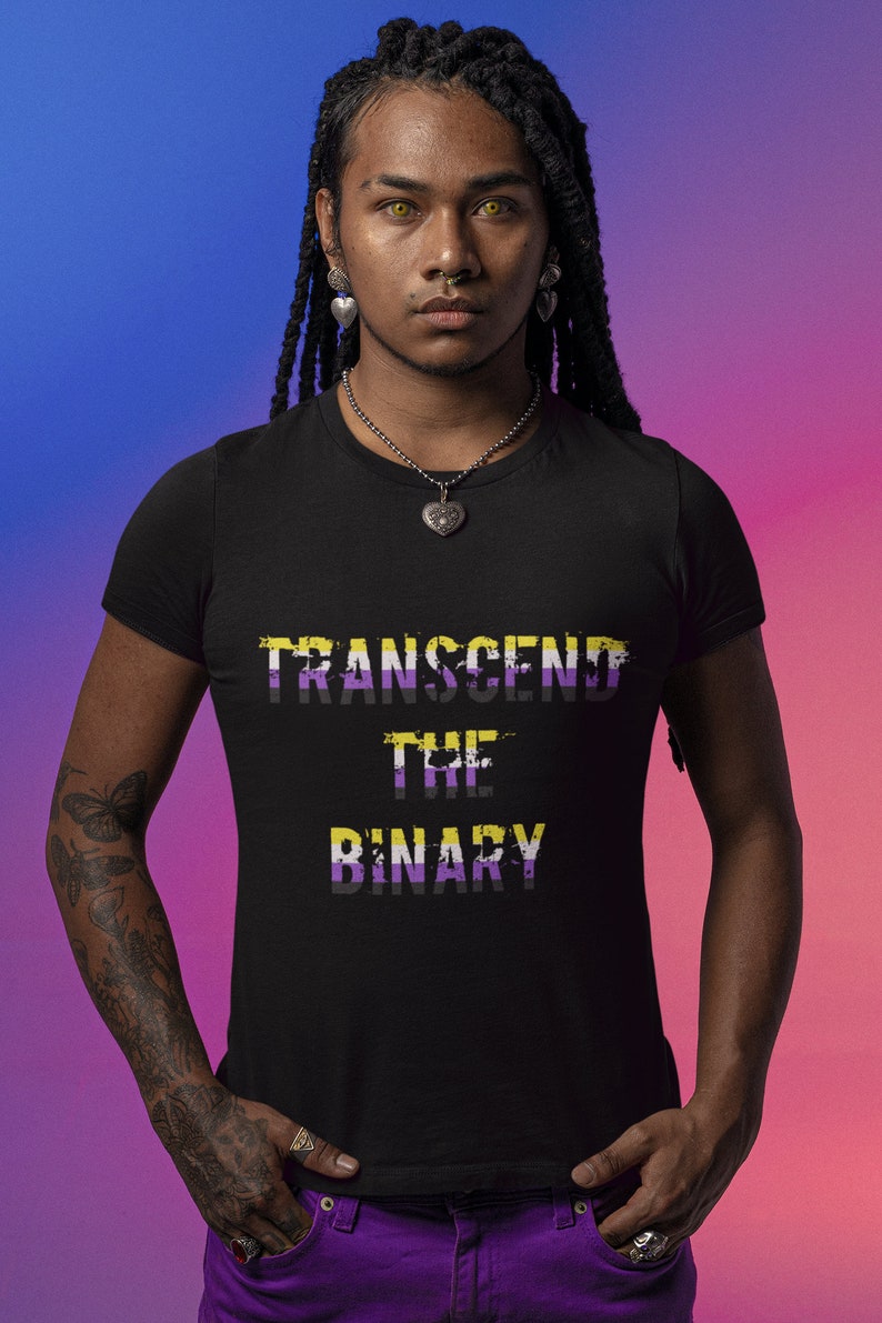 Transend the Binary Tshirt Nonbinary Flag Tshirt LGBTQ Pride T Shirt Unisex Shirt Etsy